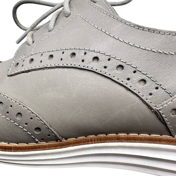 Cole Haan | Women | Grand OS Gray Leather Wingtip Oxford Shoes | Size 5.5 B - Picture 9 of 10